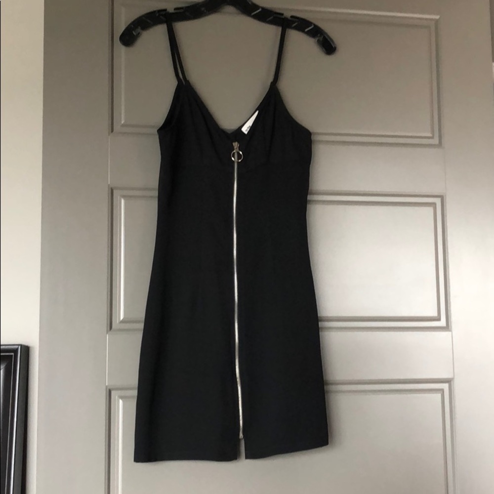 Brand new black zip up mini dress
